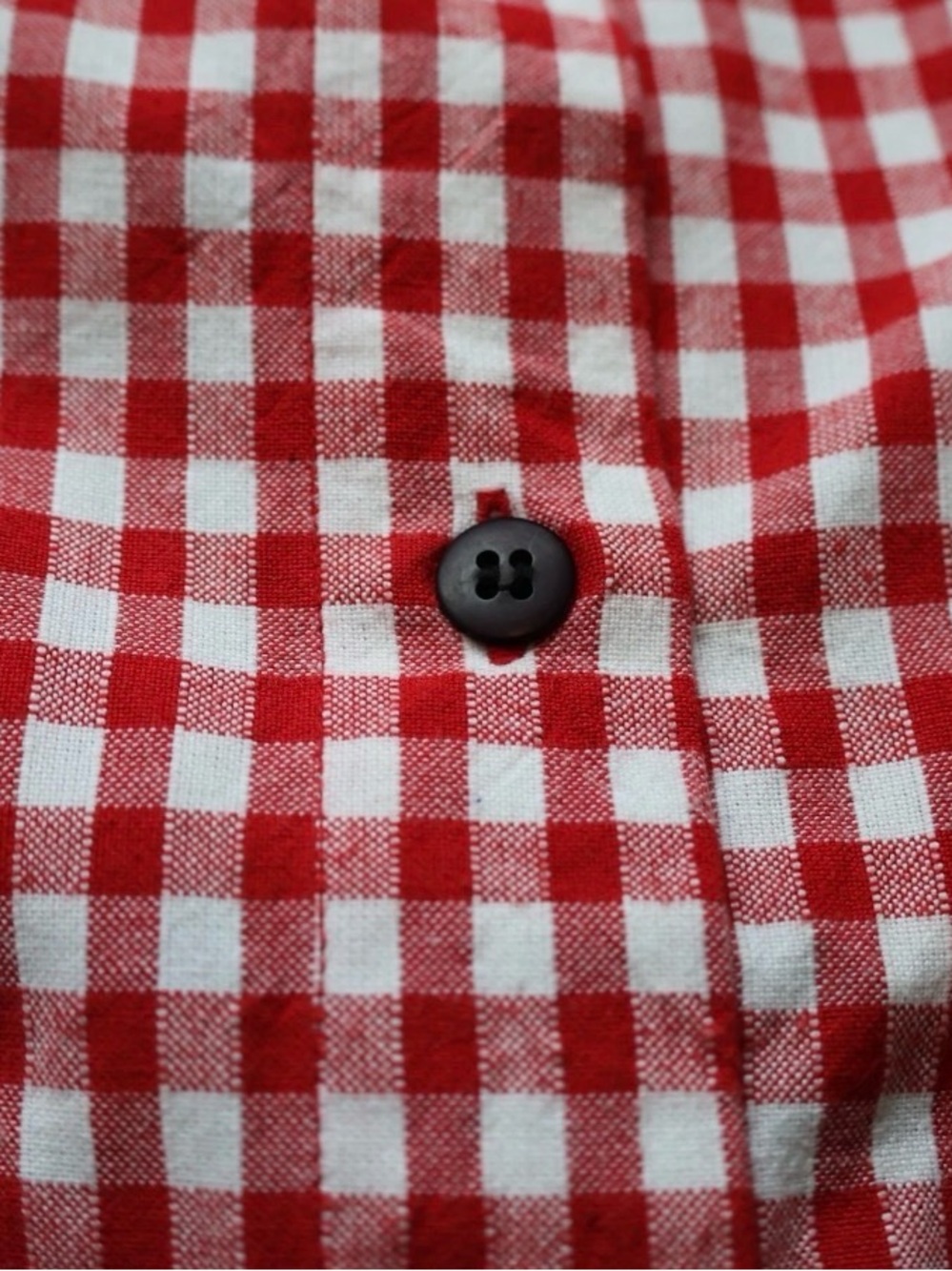 Red Gingham Picnic Novelty Applique Rockabilly Blouse Top Womens Large - Picture 5 of 16
